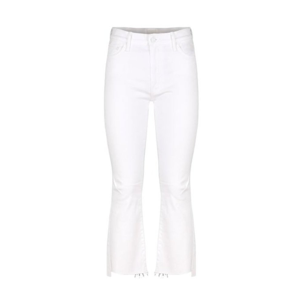 Mother insider crop step fray white